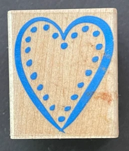 Sello de goma de madera símbolo de signo de San Valentín corazón de punto - Imagen 1 de 4