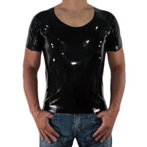 Brand New Latex Rubber Black T-Shirt (One Size) - Picture 1 of 7