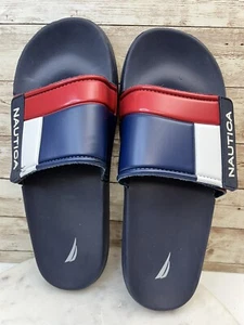 Sandali scorrevoli regolabili Nautica Bower Athletic, da uomo taglia 11, bianchi e rossi blu navy - Foto 1 di 4