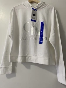 Calvin Klein Jeans Women White hoodie Size L - Picture 1 of 8