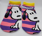 Chaussettes cheville femme à rayures roses/violettes Snoopy Beagle Charles Schultz neuves avec étiquette