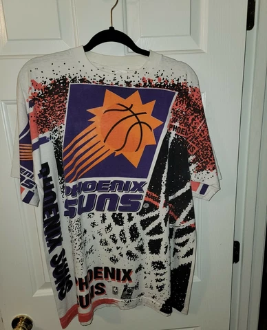 🔥Vintage 90s Phoenix Suns Magic Johnson T’s NBA All Over Print Tshirt Large🔥 Cover