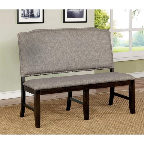 Bowery Hill Transitional Solid Wood Kitchen Bench in Dark Walnut Cover
