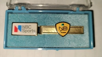 Vintage NBC Television  10k Tie Clip With NBC SPORTS Pinback, New And Unused  - Image 1 of 4