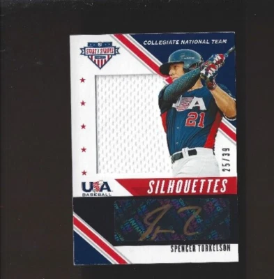 2020 Spencer Torkelson Panini USA Stars & Stripes Patch Auto #USJ-ST 25/39 - Image 1 of 2