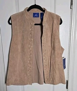 NUEVO CON ETIQUETAS JH Coleccionables Adornado Gamuza y Tejido Suéter Chaleco Cremallera Bling Talla 2x - Imagen 1 de 7