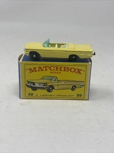 Matchbox #39 Pontiac Convertible 1962 Yellow In Solid Original E3 Box,N/MINT - Picture 1 of 7
