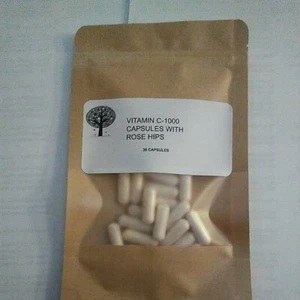 C-1000 - Vitamin C CAPSULES WITH ROSE HIPS~1000 MG PER CAP~30 COUNT - Picture 1 of 2