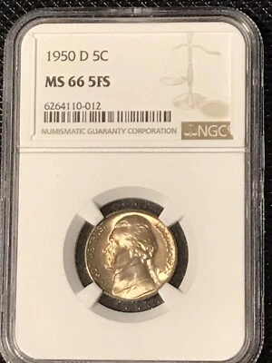 1950-D Jefferson Nickel  NGC MS66 5FS  **MONSTER TONER!!** - Image 1 of 4