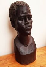 Large Carved African Bust Head Ethnographic Sculpture Signed Gideon  