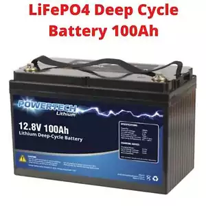 Lithium Battery 12V 100Ah RV Powertech LiFePO4 Deep Cycle Sealed Solar Power - Picture 1 of 10