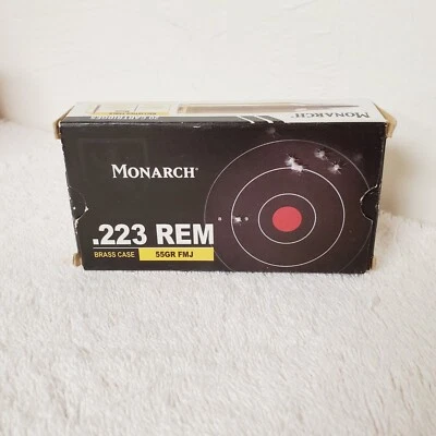 Monarch 223 Rem Brass Case Lion 55GR FMJ Target Black Collector's EMPTY BOX Only - Image 1 of 4