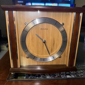 B1667 Emporia Tabletop Clock, Walnut and Natural Finish. Pre-owned - Picture 1 of 7