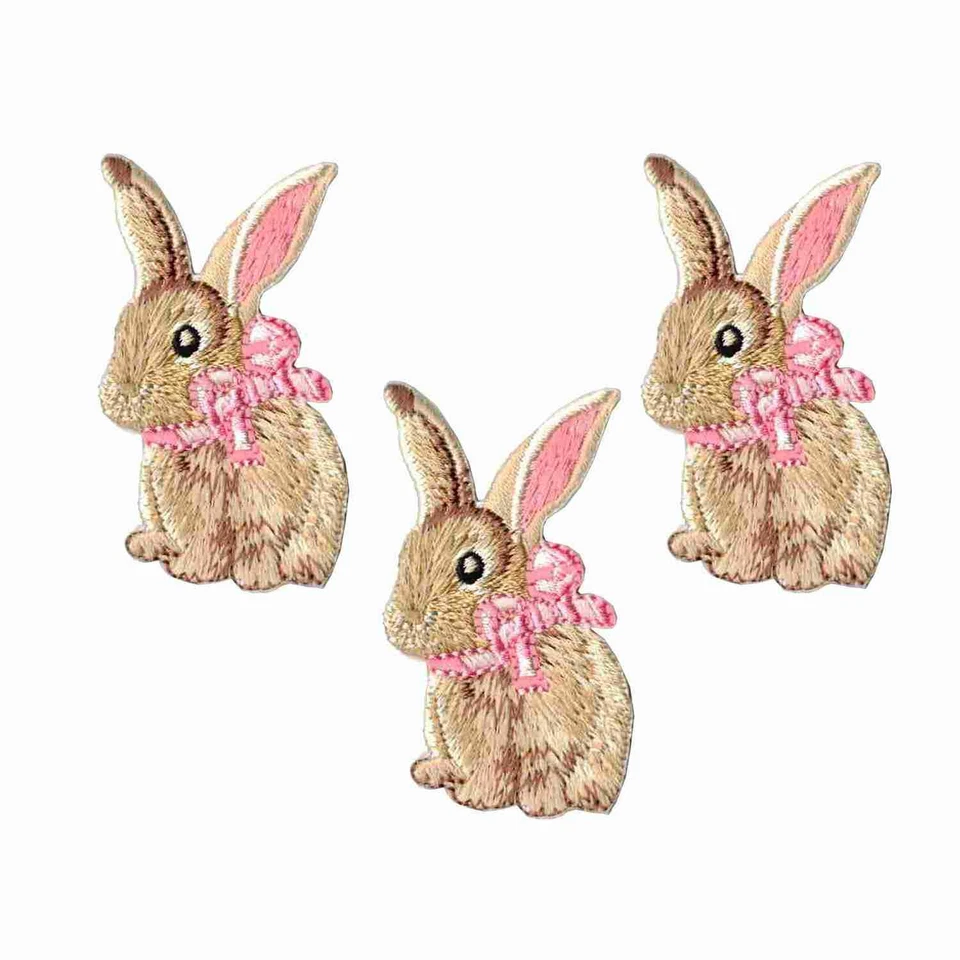 Bunny Patches (3-Pack) Easter Embroidered Iron On Patches Appliques - Image 1 of 2