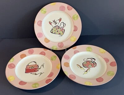 Rosanna Dessert Salad Plates Purse Shoes Polka Dots Set of 3 - Image 1 of 4