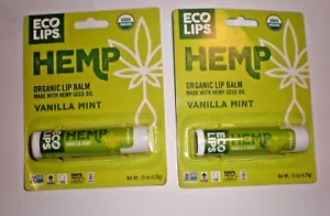 (2) Eco Lips Lip Balm Made with Hemp Seed Oil USDA ORGANIC VANILLA MINT - Picture 1 of 2
