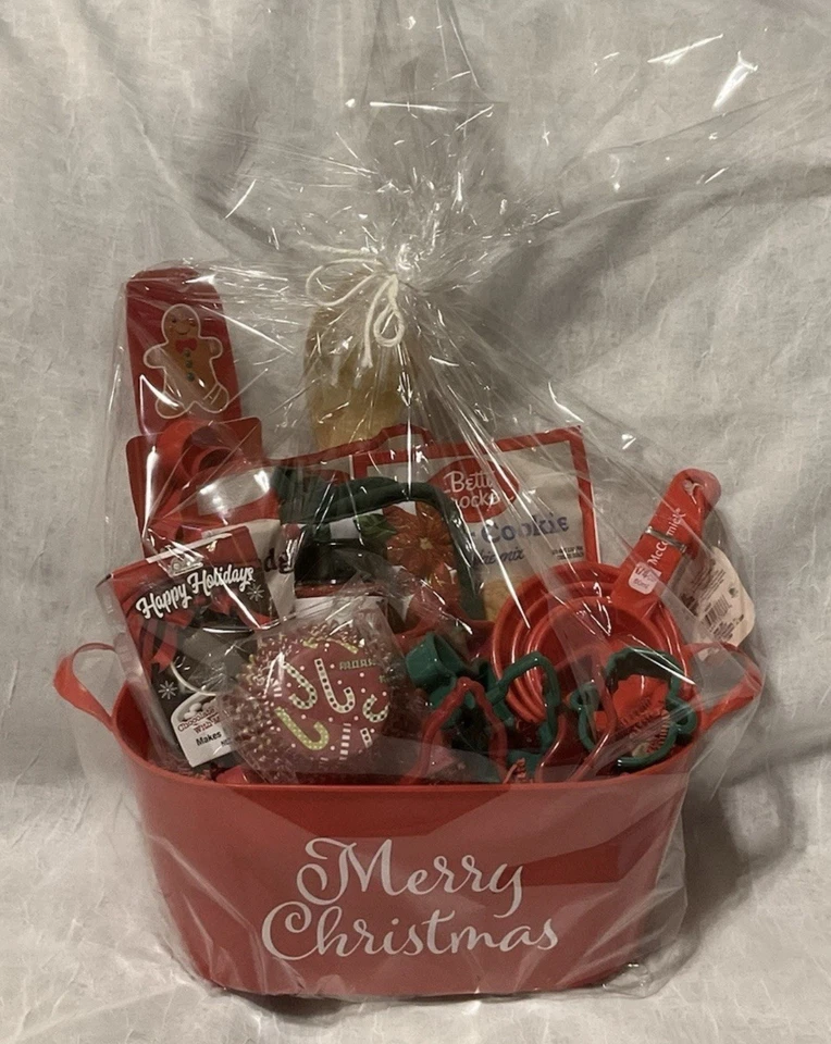 Cesta de regalo para hornear vacaciones de Navidad, regalo de Navidad, mezcla de galletas, mezcla de brownie Foto 1 de 2