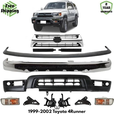 Front Bumper Chrome Steel & Grille Assembly Kit For 1999-2002 Toyota 4Runner Foto 1 de 4