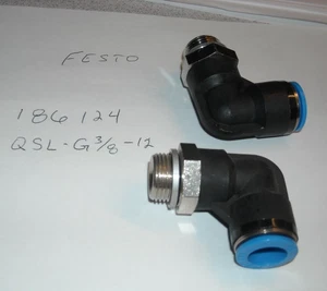 186124, QSL-G3/8-12, 2pc, Festo, Push-In L-Fitting, New - Picture 1 of 3