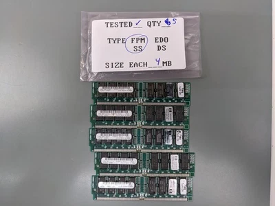 (5) HP 4MB FPM SIMMs, 72-pin RAM Memory Sticks (20MB Total) 1818-5624 - image 1 of 4