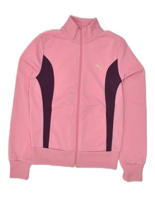 PUMA Womens Graphic Tracksuit Top Jacket UK 10 Small  Pink Colourblock BP59 - Image 1 of 3