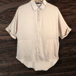 Ro&De Lagenlook Tunika Top Gr. M Hi Low Taschen Beige Raglan Kurzarm Slouchy - Bild 1 von 8