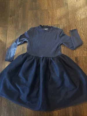 Old Navy Niñas Talla 5 Manga Larga Tul Y Satén Azul Marino Foto 1 de 4