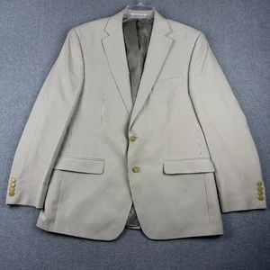 Lauren Ralph Lauren Blazer Mens 42R Beige Seersucker Striped Sport Coat Jacket - Picture 1 of 11