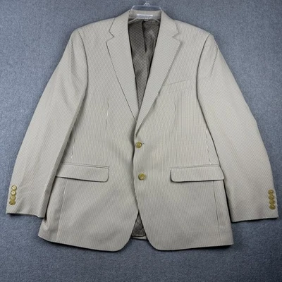 Lauren Ralph Lauren Blazer Mens 42R Beige Seersucker Striped Sport Coat Jacket - Image 1 of 4