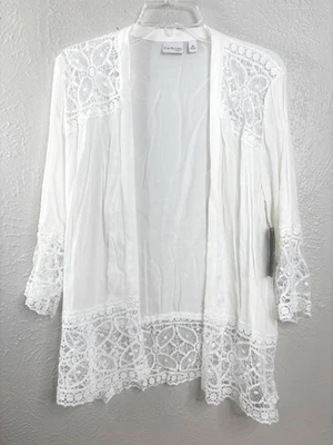 Cárdigan Kim Rogers Petite Mediano Marfil Boho Romántico Borde Encaje Nuevo con Etiquetas Foto 1 de 4