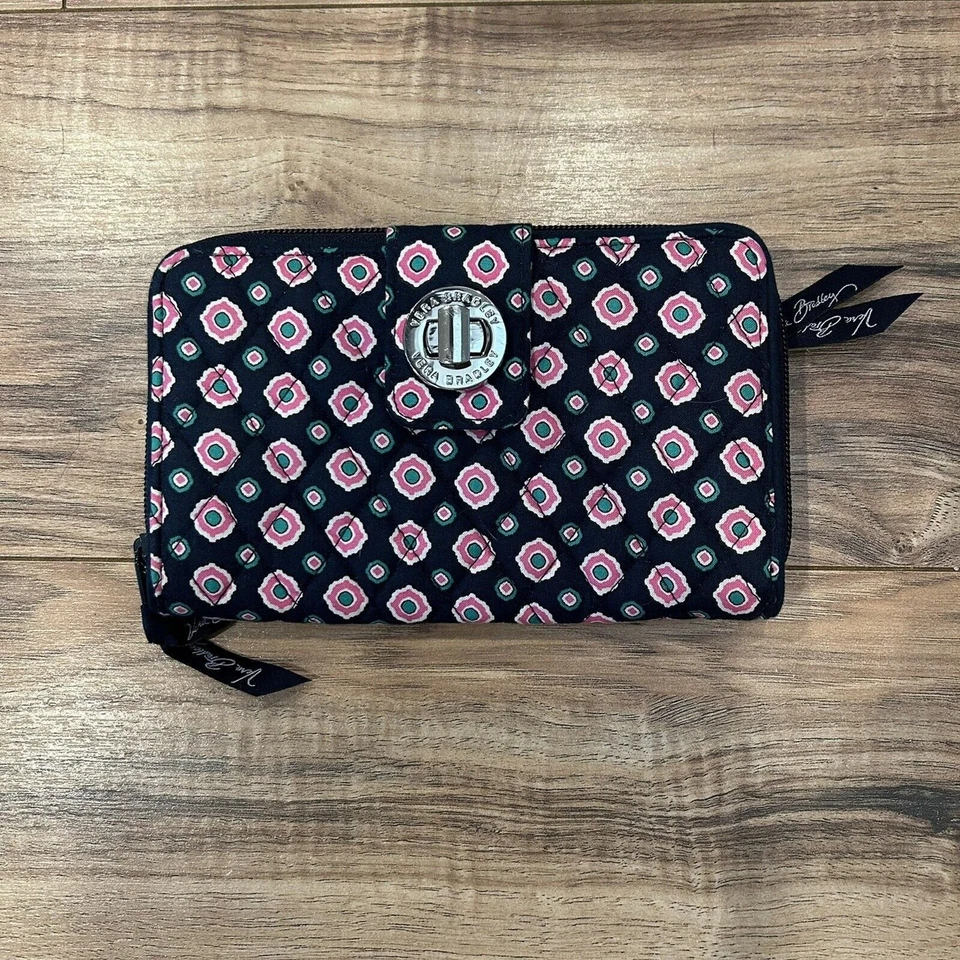 NWOT Vera Bradley Petal Paisley Quilted Turn Lock Zip Wallet Blue & Pink - Image 1 of 4