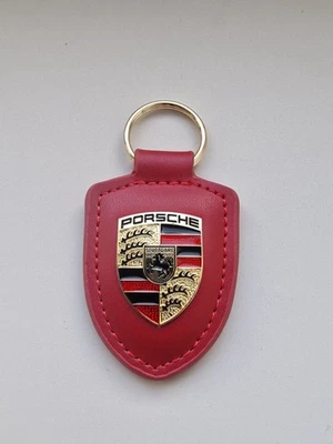 Porsche Leather Crest Car Keyring Keychain Red 911 GT3 Taycan gift
