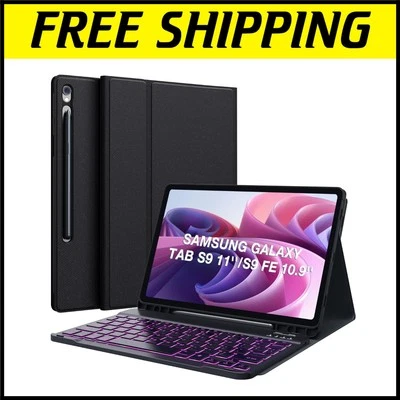 Samsung Galaxy Tab S9 FE 10.9'' Case with 7-Color Backlit Detachable Keyboard - Image 1 of 4