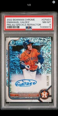 2022 Bowman Chrome Prospect Enmanuel Valdez CPAEV Speckle Refractor /299(AU, RC) - Image 1 of 2