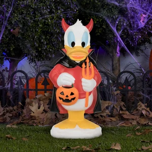 2' DISNEY DONALD DUCK IN DEVIL SUIT BLOW MOLD HALLOWEEN LIGHTED DECOR - Picture 1 of 6