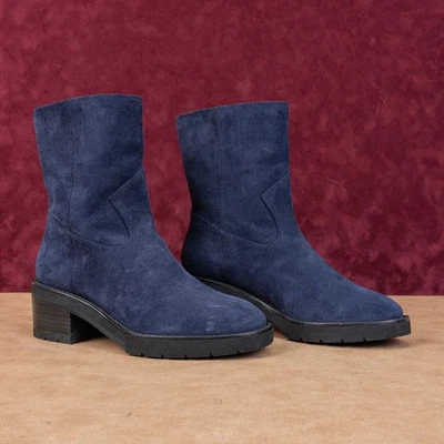Stuart Weitzman Mujeres Boulevard Bonitas Azul Gamuza Moda Western Lug Botas talla 6 Foto 1 de 4