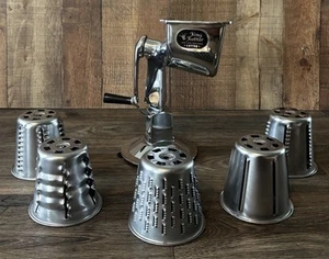 Vtg King Kutter Food & Vegetable Cutter Stainless Manual Crank 5 Cutting Blades - Picture 1 of 12