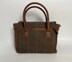 Joules Tweed Handbag Shoulder Bag Hand Bag Wool Mix Beige Brown Slight Wear - Picture 1 of 12