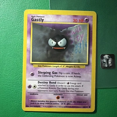 Pokémon Card Gastly 50/102 Base Set Unlimited WOTC Vintage MP - Image 1 of 2