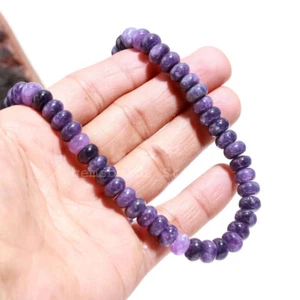 925 Sterling Silver African Purple Amethyst Quartz Gemstone 8MM Necklace 18" - Picture 1 of 8