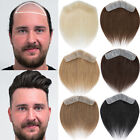 Men Receding Hairline Forehead Toupee 100% Human Hair Skin Pu Hairpiece Topper