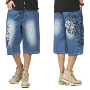 Herren Denim Shorts Jeans Relaxed Fit Wide Leg Young Teens Streetwear W32 L13 - Bild 1 von 9