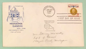 HF Cachet Sc 1175 8c 1961 Mahatma Gandhi Freiheitsmeister FDC - Bild 1 von 2