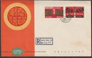 (HF17)MALAYSIA HONG KONG CHINA 1968 CHINESE NEW YEAR MONKEY SET FDC. - Picture 1 of 2