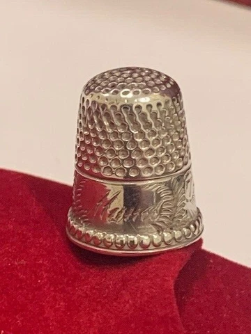 Antique Sterling Silver Thimble Size 7"Mariel"Monogramed.-D871 Cover