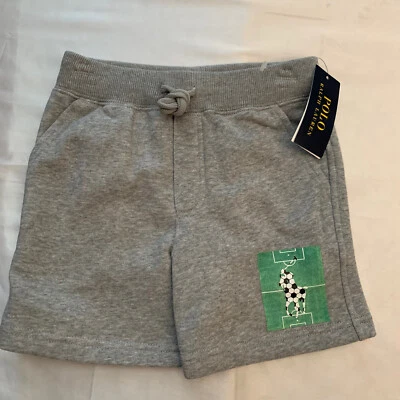 Polo Ralph Lauren Sweat Shorts Boys Size 4 Gray Soccer Pony Logo New NWT $40 - Image 1 of 4