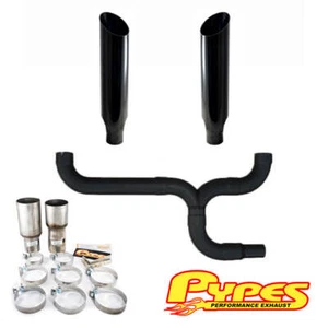 8" Miter Cut Black Double Stack Stainless Pypes Exhaust Kit for Chevy 2500 3500 - Bild 1 von 1