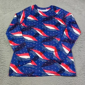 Reel Legends Shirt Womens Large Blue Stars And Stripes Lightweight Active Ladies - Picture 1 of 10