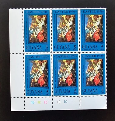 Гайана Британская Гвиана 1970 пасхальные картины Питер Пауль Рубенс черный из 6 листов #1C - Изображение 1 из 4
