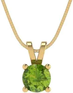 10K Solid Yellow Gold 0.50 Ctw Natural Peridot Solitaire Pendant Without Chain - Picture 1 of 4